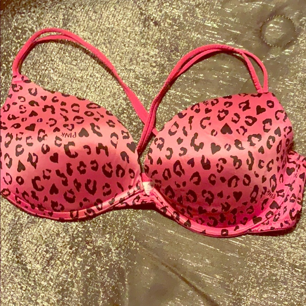 Pink Victoria’s Secret Cheetah print cross back